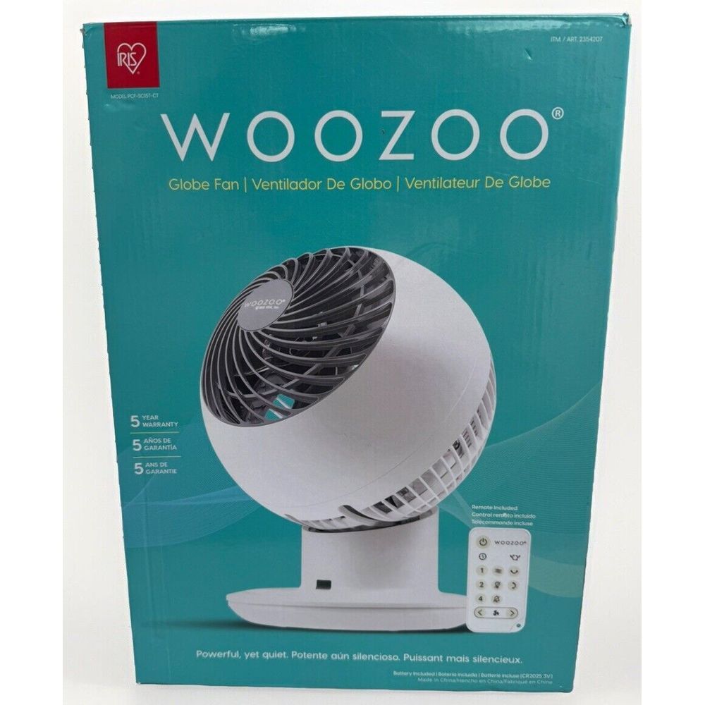 WooZoo Globe Fan PCF-SC15T-CT Multidirectional with Remote 5 Speeds